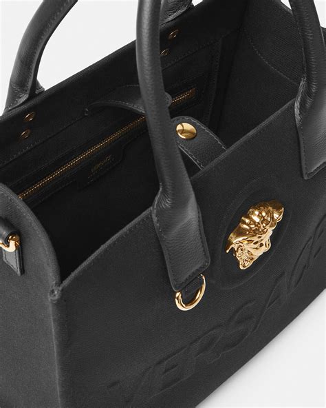 small versace medusa script letters|Versace Small La Medusa Canvas Tote Bag .